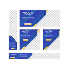 Modern banner ads with green design on white background