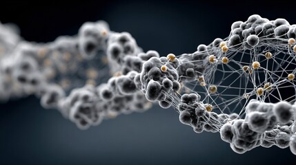 Abstract representation of a dna strand or molecule against a dark background.