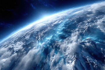 Fototapeta premium View of Earth from space showcasing clouds and ocean during daylight hours