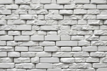 Obraz premium Clean white brick wall texture. Seamless background with modern, rectangular bricks laid in running bond pattern. Minimalist backdrop for interior design.