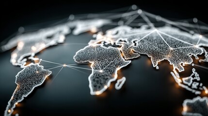 World map illustration with connected network lines representing global connections.