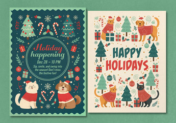 Happy Holidays Pet Flyer Template