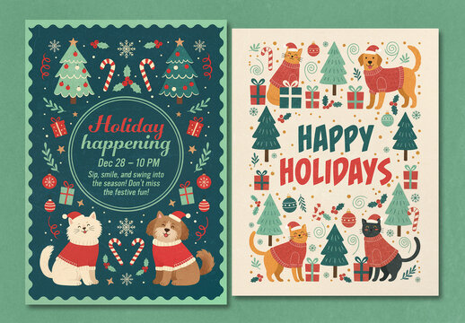 Happy Holidays Pet Flyer Template