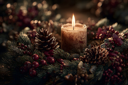 Adventkranz mit einer Flamme