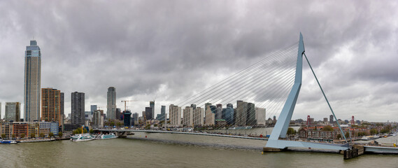 Rotterdam Harbour Panorama with Modern Skyline and Waterfront Views