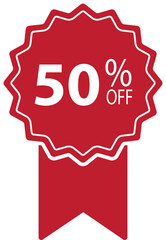 Red Fifty Percent Off Promotional Sale Sticker Icon