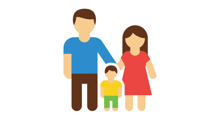 Simple illustration of a family with two adults and a young child