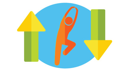 Celebrating success a person jumping through an arrow and bar chart