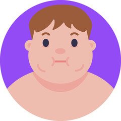 A frontal view of a human face highlighting facial fullness associated with obesity.