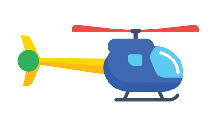 Cartoon illustration of a blue and yellow helicopter in a side view