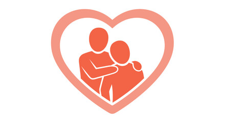 A warm embrace within a heart shape symbolizing love and connection
