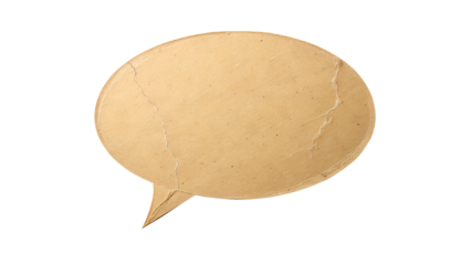 Craft paper speech bubble with a vintage, aged texture perfect for adding a rustic touch to your designs, ideal for retro communication concepts and creative messaging templates