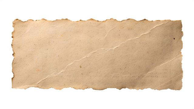 Authentic aged paper texture with deckled edges offering a vintage, antique feel for creative projects bringing unique character and distressed charm, ideal for overlays and backgrounds for designs