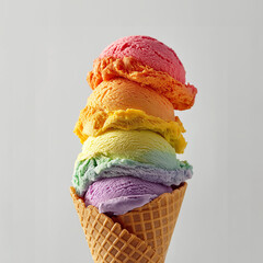 Colorful ice cream tower with vibrant gradient shades