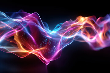 Colorful abstract waves of light swirl together creating a vibrant digital artwork