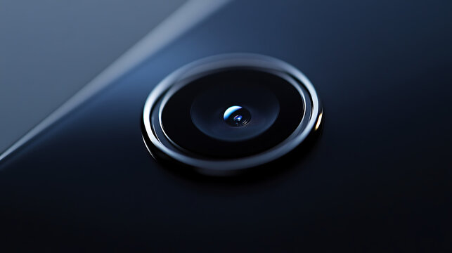 Close-up capturing the sophisticated lens of a high-tech camera, emphasizing its sleek design and advanced technology. The focus is on precision and clarity.