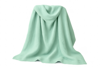 Mint green cloth draped over an object, transparent background