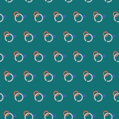 Playful geometric pattern on a deep teal background. A modern retro-inspired seamless design