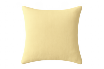 Yellow square cushion pillow home textile on transparent background