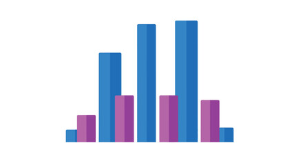 Simple bar graph illustration showing data comparison with blue and purple bars