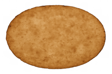 Vintage aged oval parchment paper background with burnt rustic edges, textured antique brown grunge element