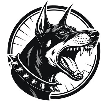 Vector illustration of an angry Doberman head
