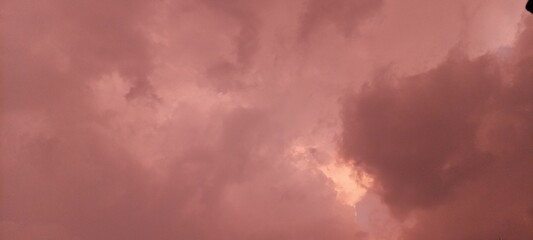 Dramatic Sunset Sky with Dark Red and Pink Abstract Clouds