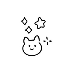 Cute cat sketch with stars and a sparkle
