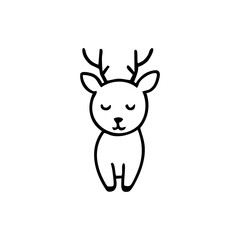 Stylized reindeer outline with closed eyes on white