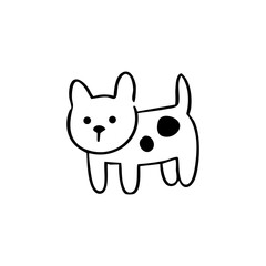 Outlined, simple dog with spots, short tail