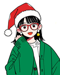 クリスマスコスチュームを身につける若者