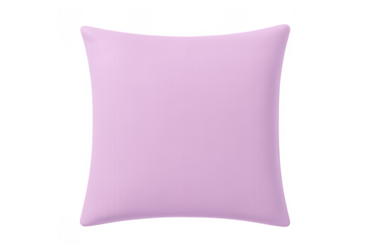 Pink lilac soft square pillow cushion on transparent background