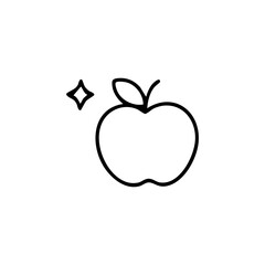 Apple icon, simple outline with sparkle