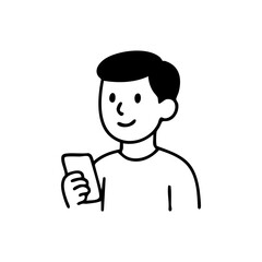 Stylized man with phone, smiling