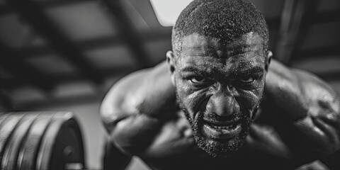 a diverse person performing a heavy deadlift, intense focus on the face and straining muscles, dynamic action, low-angle shot, gritty gym environment, motivational energy