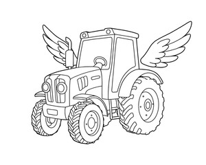 Cartoon tractor with wings