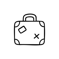 Simple outlined suitcase with patch and cross