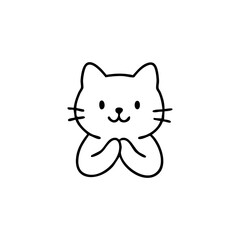 Cute cat doodle with folded paws.