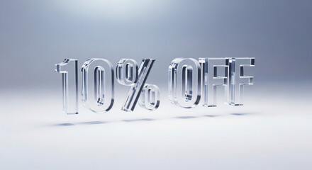 Shiny ten percent off discount sale promotion isolated on white background