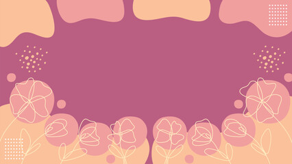Abstract Floral Line Art Pink Purple Organic Shape Background. Vector Illustration