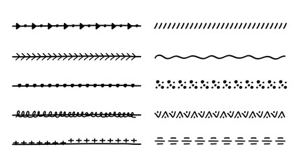 Hand Drawn Divider Line Drawing Set Text Separator Decoration Element.Vector Illustration