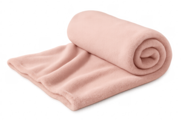 Rolled pink fleece material providing comfort and warmth