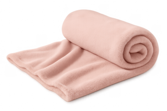 Rolled pink fleece material providing comfort and warmth