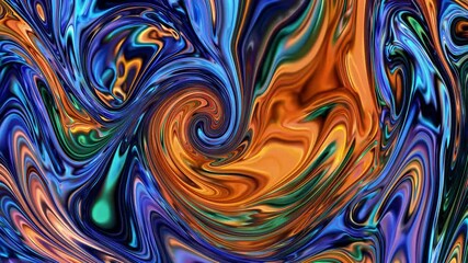 high definition 4K abstract motion piece featuring swirling yellow green blue orange colors blended liquid reflections ideal digital design backgrounds creative visual art environments - Powered by Adobe