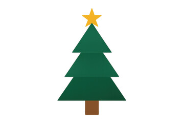 Fototapeta premium Christmas tree creating festive spirit, a simple evergreen design with star on top on transparent background