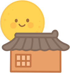 전통 한국 집과 달 추석, 새해