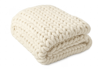 Cream chunky knit blanket soft cozy textile folded