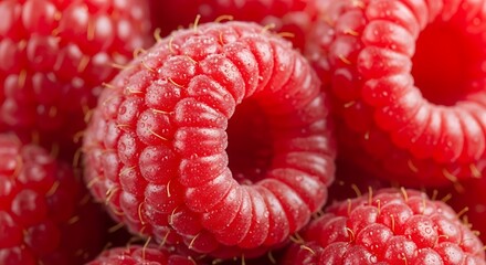 Close-up of Fresh, Ripe Raspberries - A Burst of Summer Flavor.