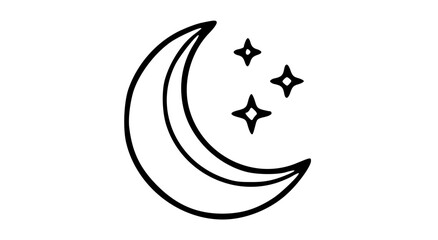 a single clean vector icon of a crescent moon with small spark stars beside it.