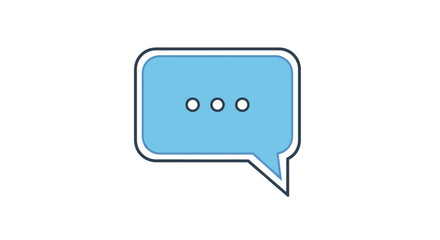 A light blue speech bubble icon featuring three dots representing a message in progress, perfect for communication themes